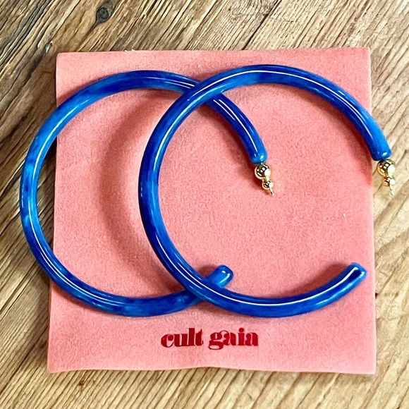 cult gaia Jewelry - NWT Cult Gaia Geneva Hoop Earrings Steel Blue